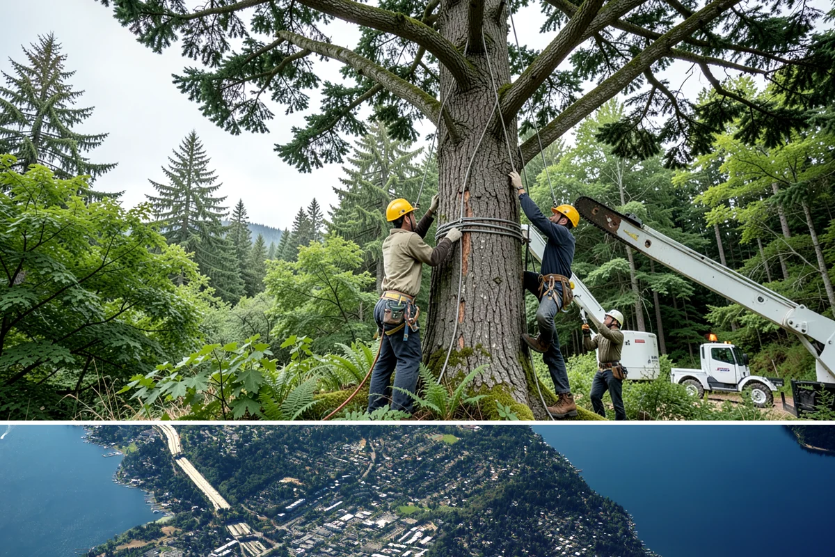 Diseased tree removal in Mercer Island, King County, WA - Work can be performed year-round in the Puget Sound climate but requires extra caution during wet seasons due to slippery...