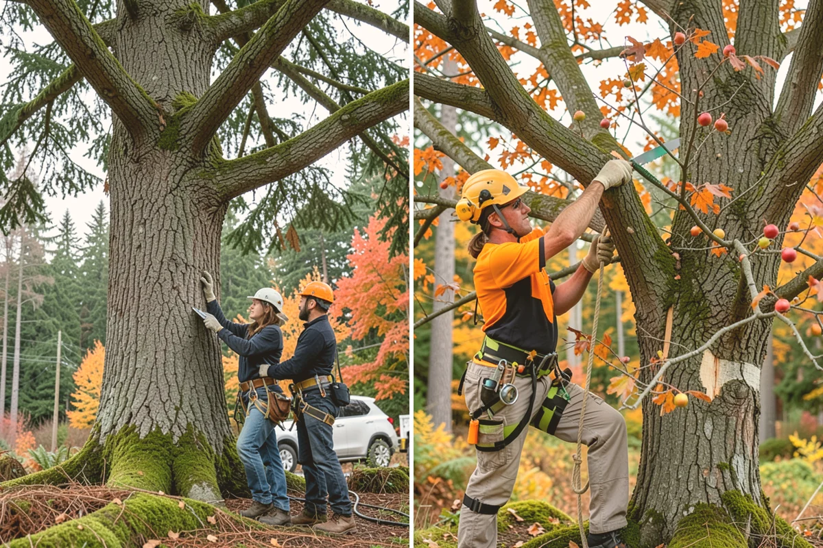 Driveway clearance pruning in Algona, King County, WA - Assess canopy condition and pruning objectives