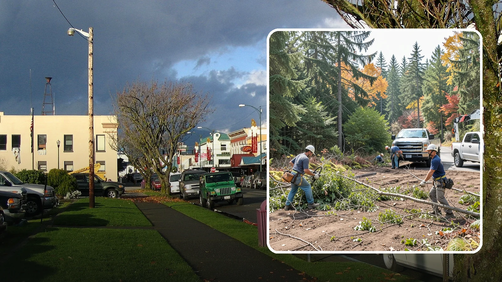 Driveway clearance pruning in Arlington, Snohomish County, WA - Pruning to provide vertical and side clearance over driveways.