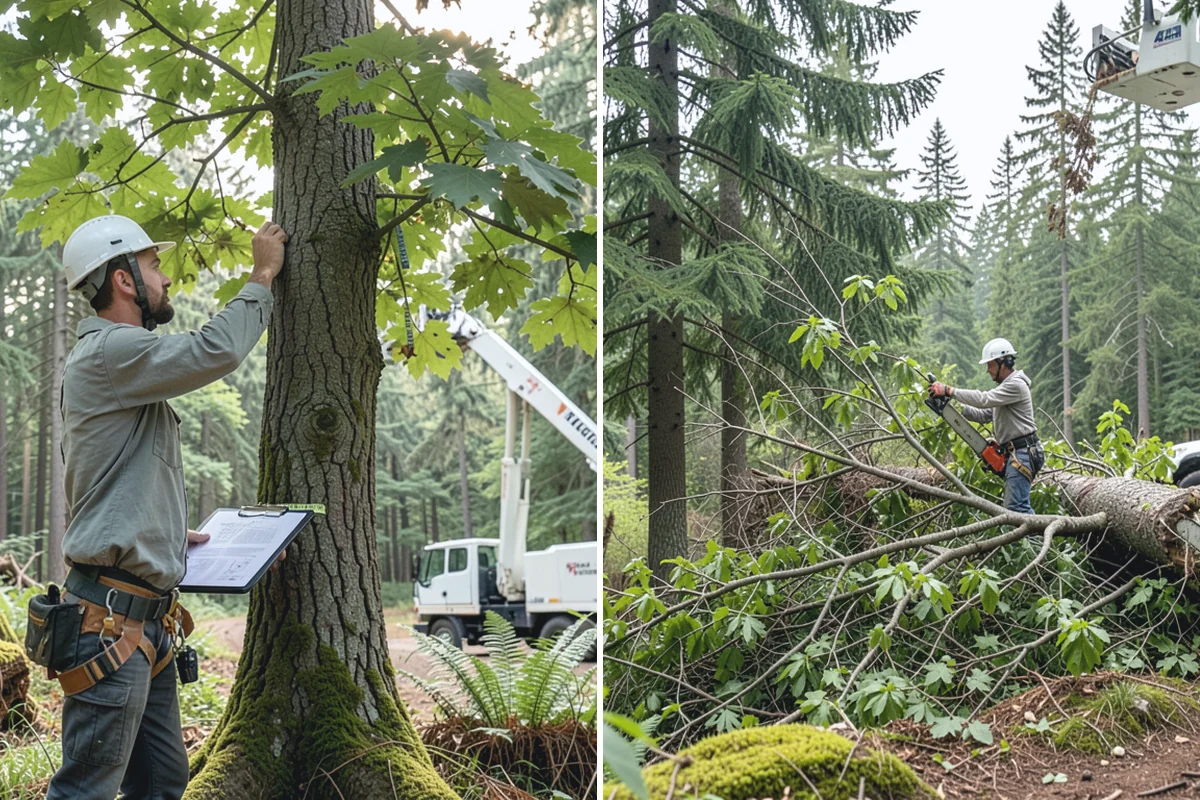 Driveway clearance pruning in Beaux Arts Village, King County, WA - Assess canopy condition and pruning objectives
