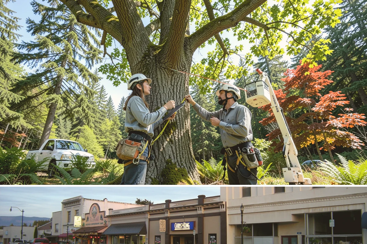 Driveway clearance pruning in Burlington, Skagit County, WA - Work follows recognized arboricultural standards matched to the specific season required for each tree species in the Puget Sound...