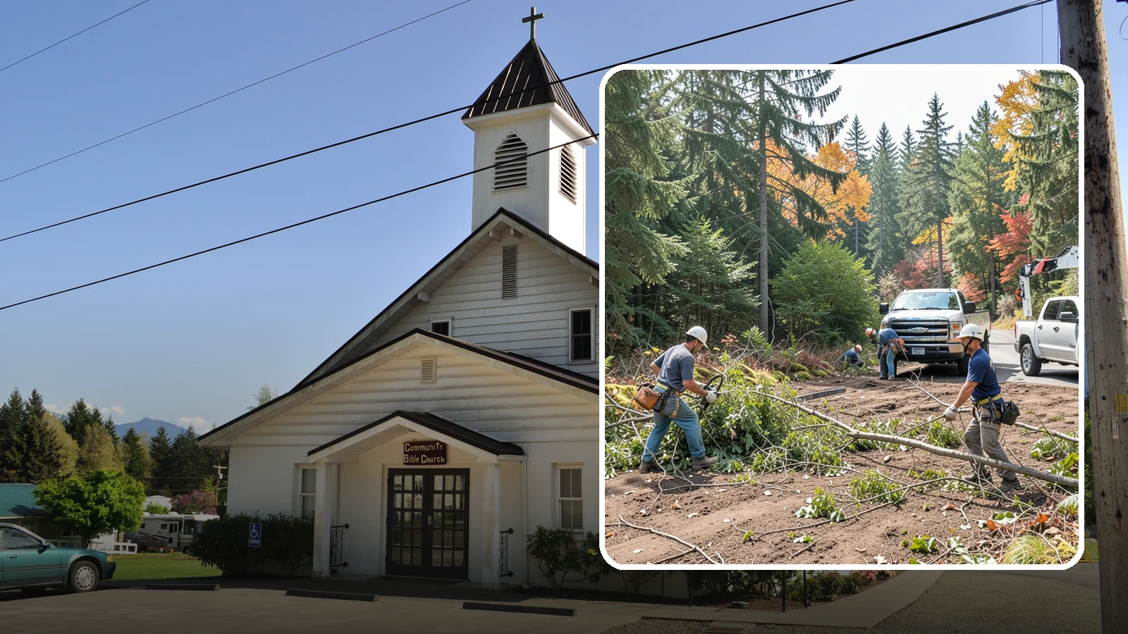 Driveway clearance pruning in Concrete, Skagit County, WA - Pruning to provide vertical and side clearance over driveways.
