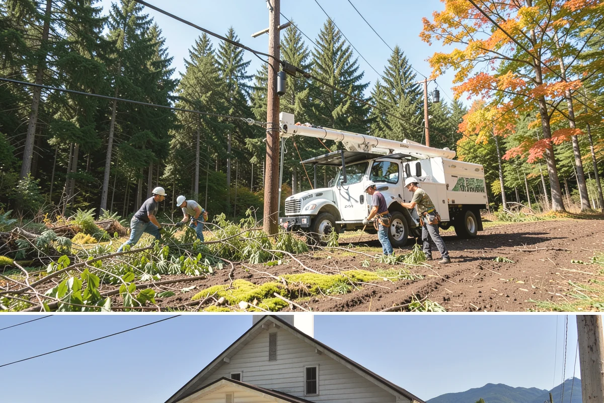 Driveway clearance pruning in Concrete, Skagit County, WA - Work follows recognized arboricultural standards matched to the specific season required for each tree species in the Puget Sound...