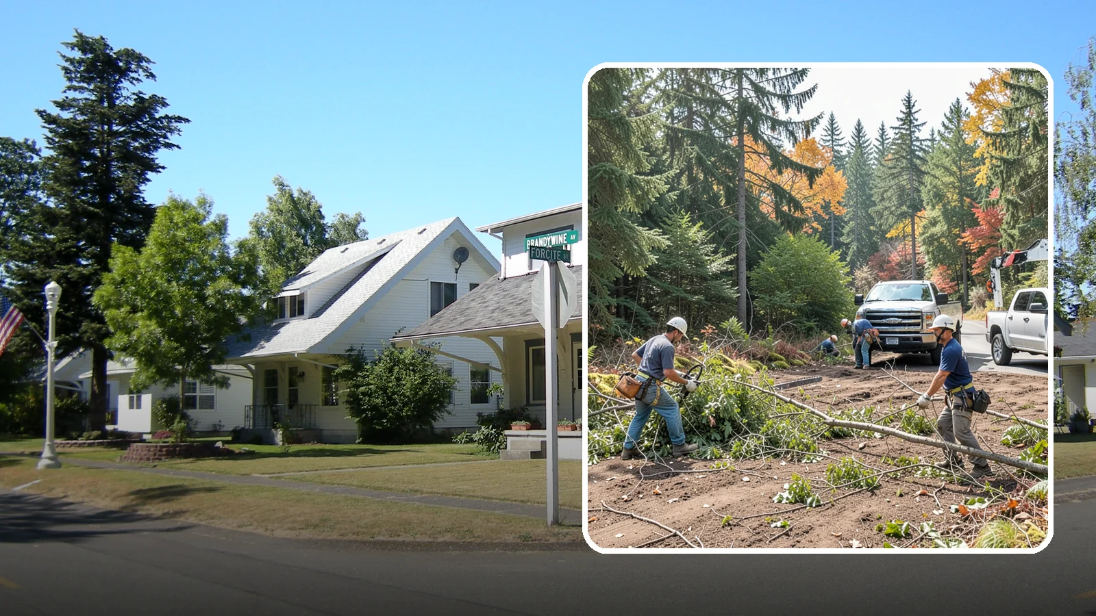 Driveway clearance pruning in DuPont, Pierce County, WA - Pruning to provide vertical and side clearance over driveways.