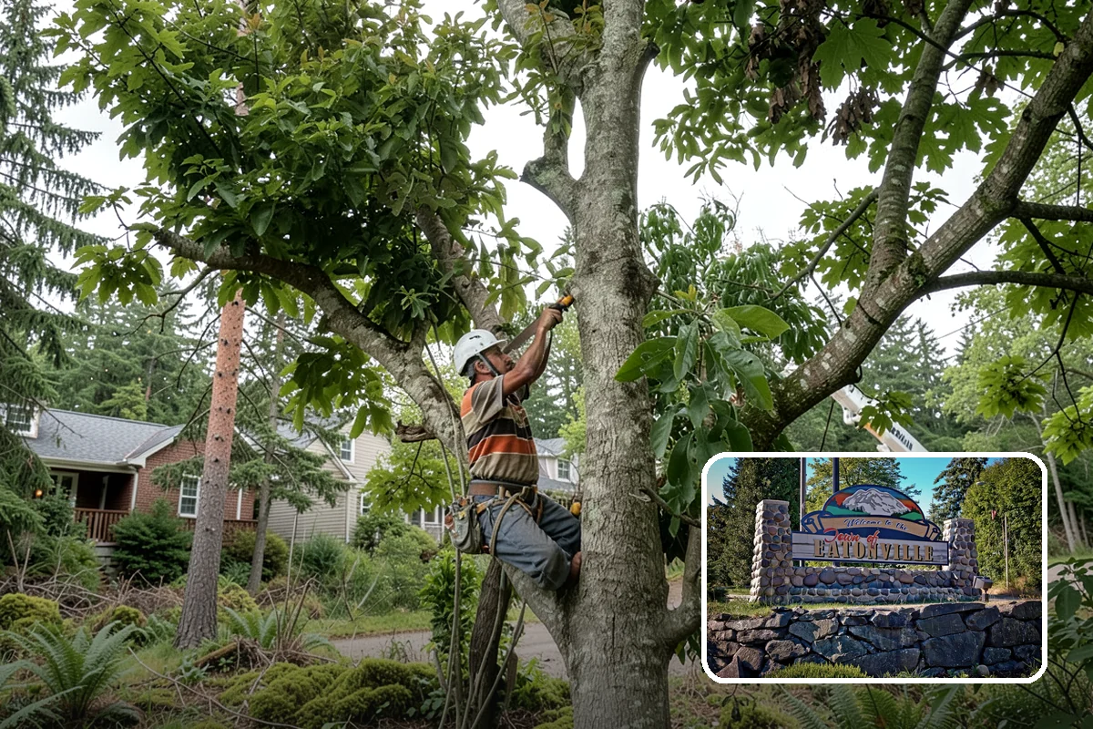 Driveway clearance pruning in Eatonville, Pierce County, WA - Improves tree structure, health, and appearance