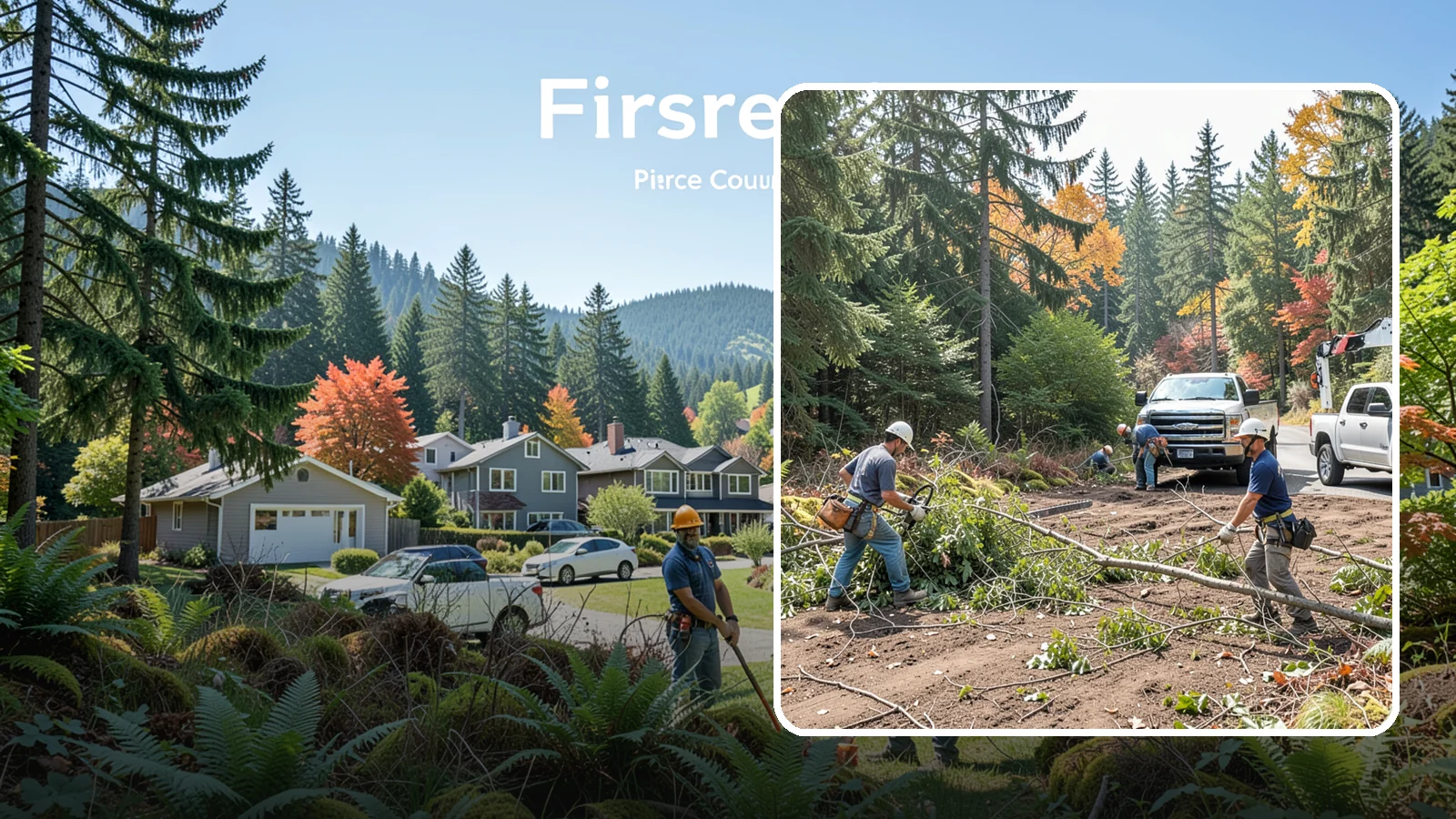 Driveway clearance pruning in Fircrest, Pierce County, WA - Pruning to provide vertical and side clearance over driveways.