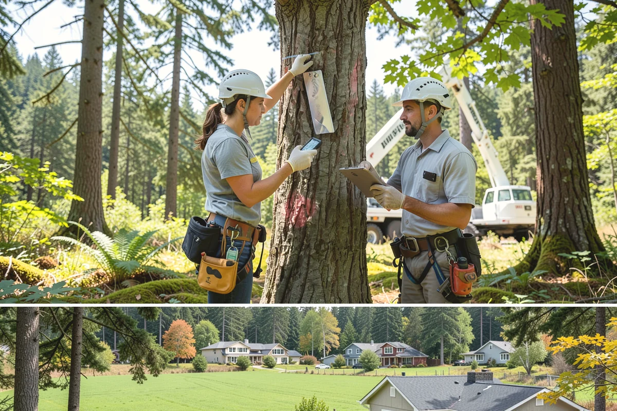Driveway clearance pruning in Lyman, Skagit County, WA - Work follows recognized arboricultural standards matched to the specific season required for each tree species in the Puget Sound...