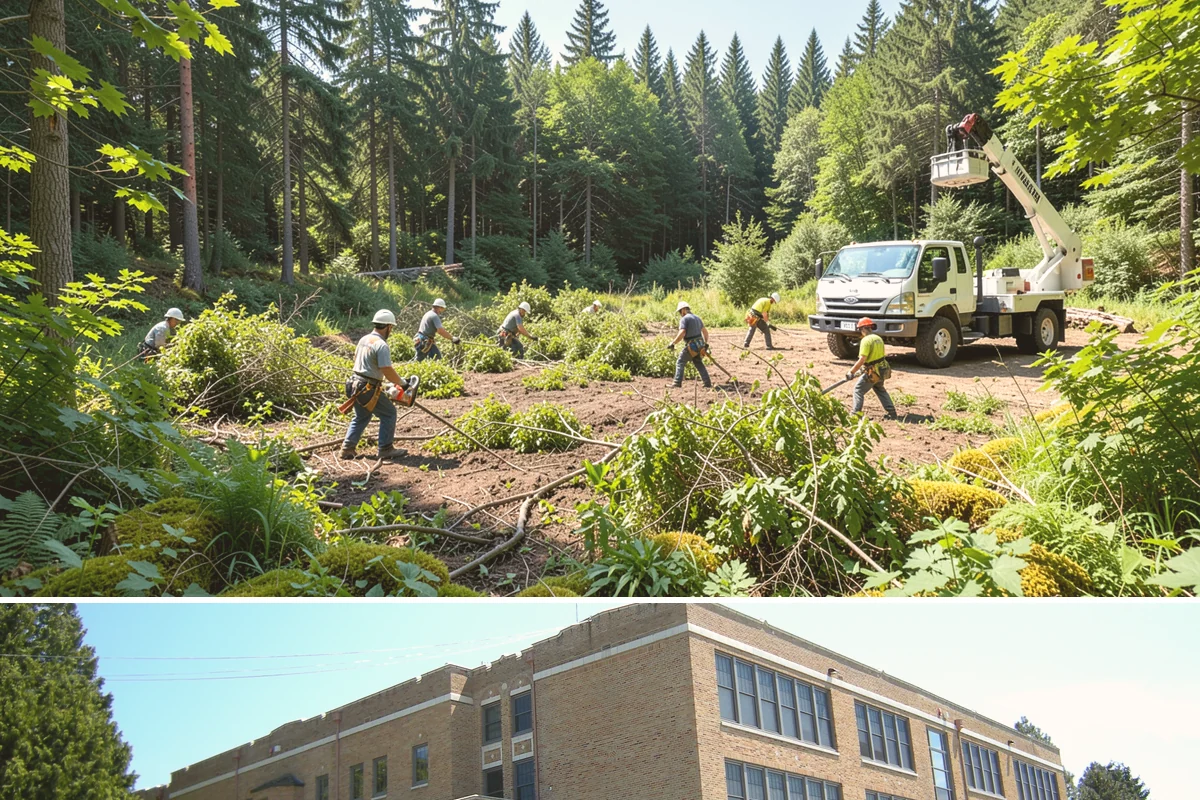 Driveway clearance pruning in Maple Valley, King County, WA - Work follows recognized arboricultural standards matched to the specific season required for each tree species in the Puget Sound...