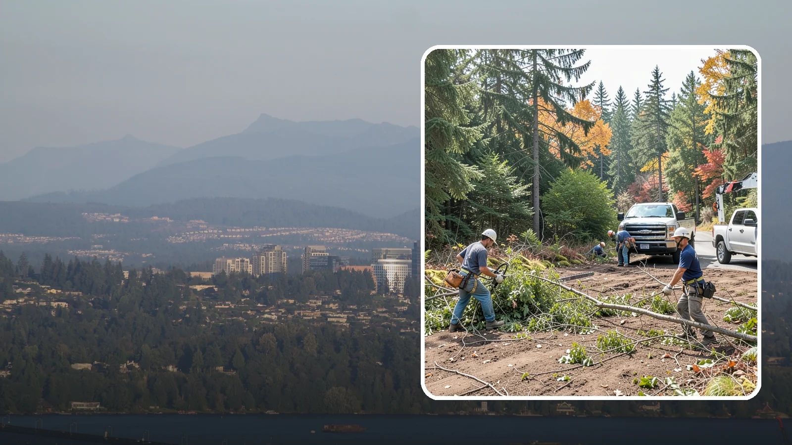 Driveway clearance pruning in Medina, King County, WA - Pruning to provide vertical and side clearance over driveways.