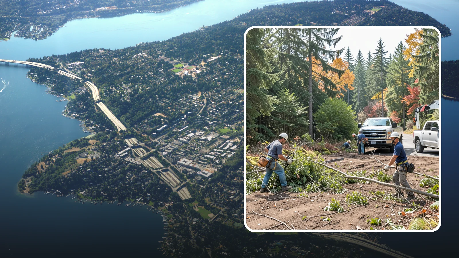 Driveway clearance pruning in Mercer Island, King County, WA - Pruning to provide vertical and side clearance over driveways.