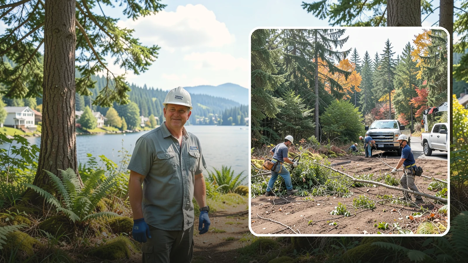 Driveway clearance pruning in Milton, King County, WA - Pruning to provide vertical and side clearance over driveways.