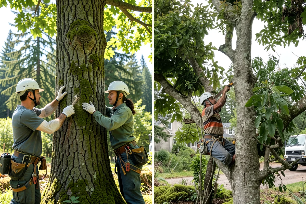 Driveway clearance pruning in Normandy Park, King County, WA - Assess canopy condition and pruning objectives