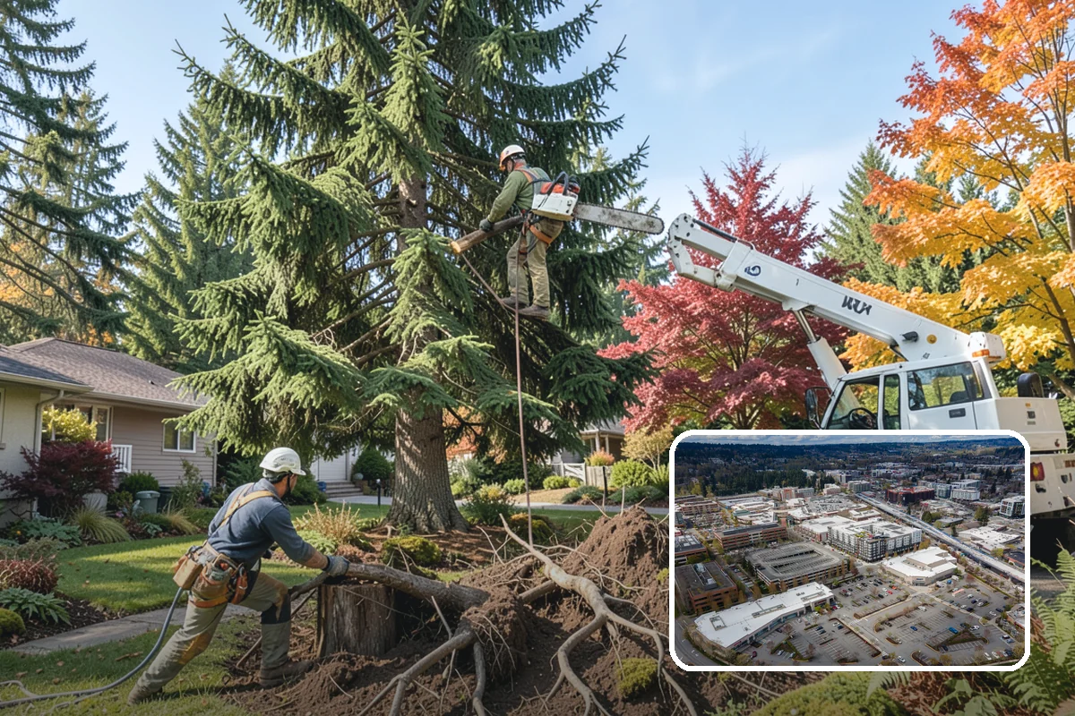 Driveway clearance pruning in Redmond, King County, WA - Improves tree structure, health, and appearance