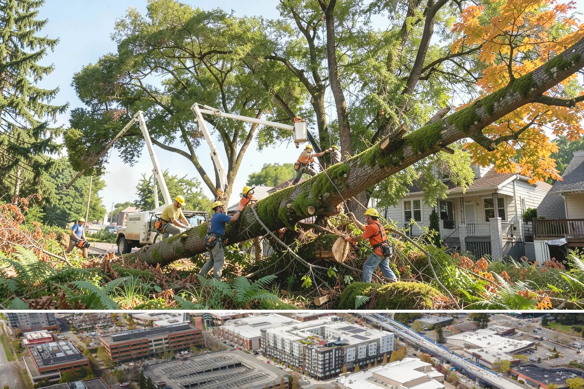 Driveway clearance pruning in Redmond, King County, WA - Work follows recognized arboricultural standards matched to the specific season required for each tree species in the Puget Sound...