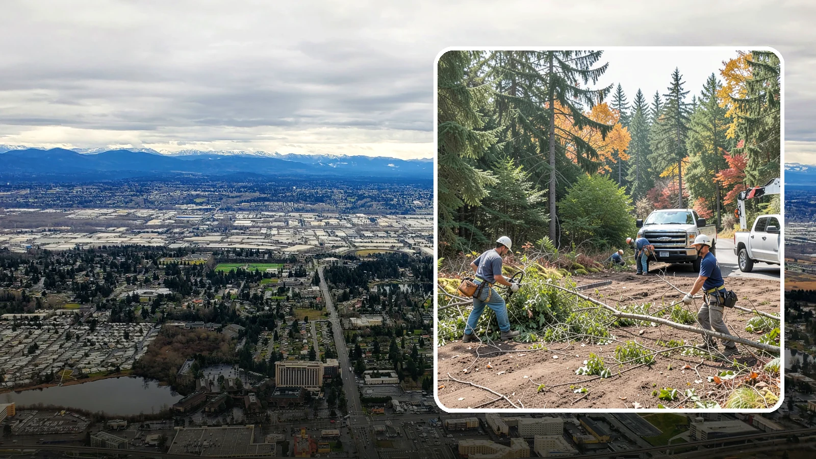 Driveway clearance pruning in SeaTac, King County, WA - Pruning to provide vertical and side clearance over driveways.