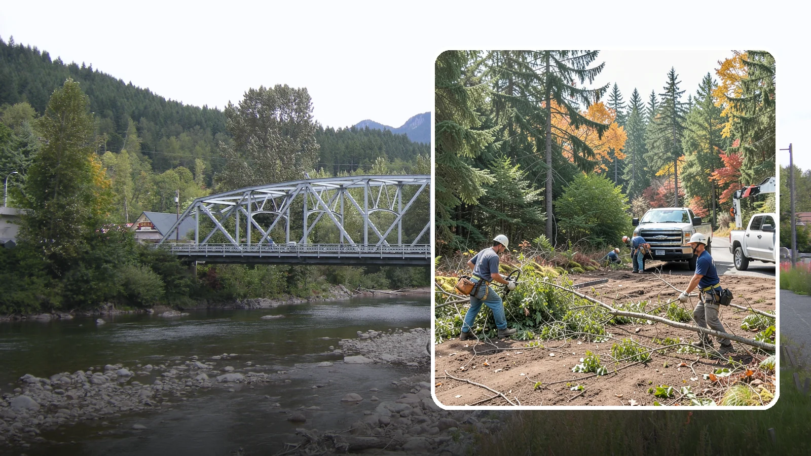Driveway clearance pruning in Skykomish, King County, WA - Pruning to provide vertical and side clearance over driveways.