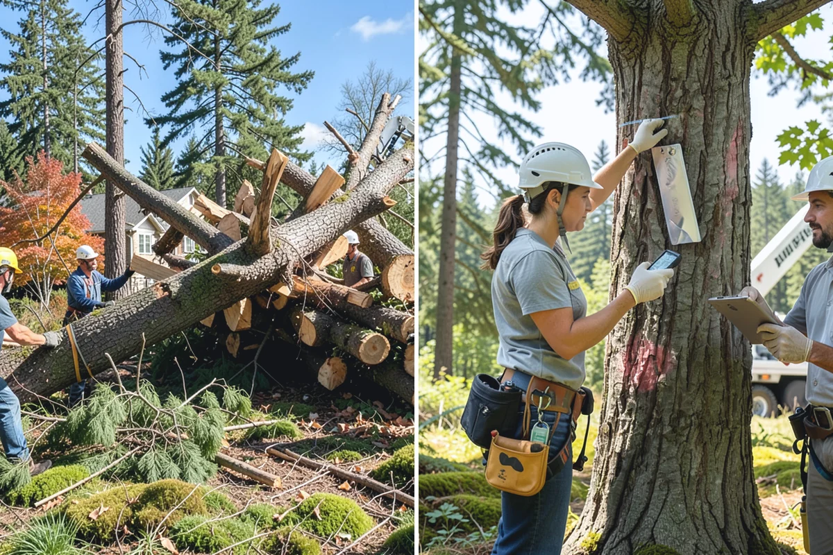 Driveway clearance pruning in Skykomish, King County, WA - Assess canopy condition and pruning objectives