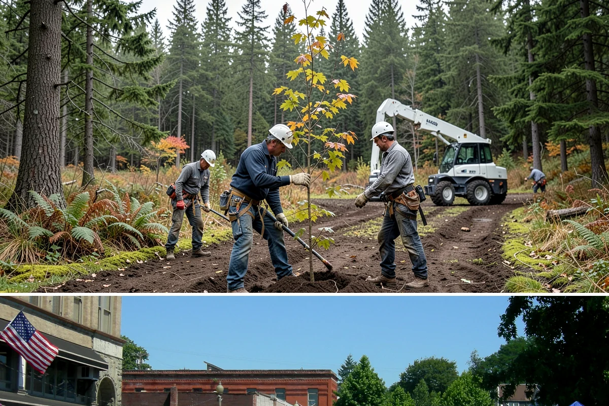 Driveway clearance pruning in Snohomish, Snohomish County, WA - Work follows recognized arboricultural standards matched to the specific season required for each tree species in the Puget Sound...