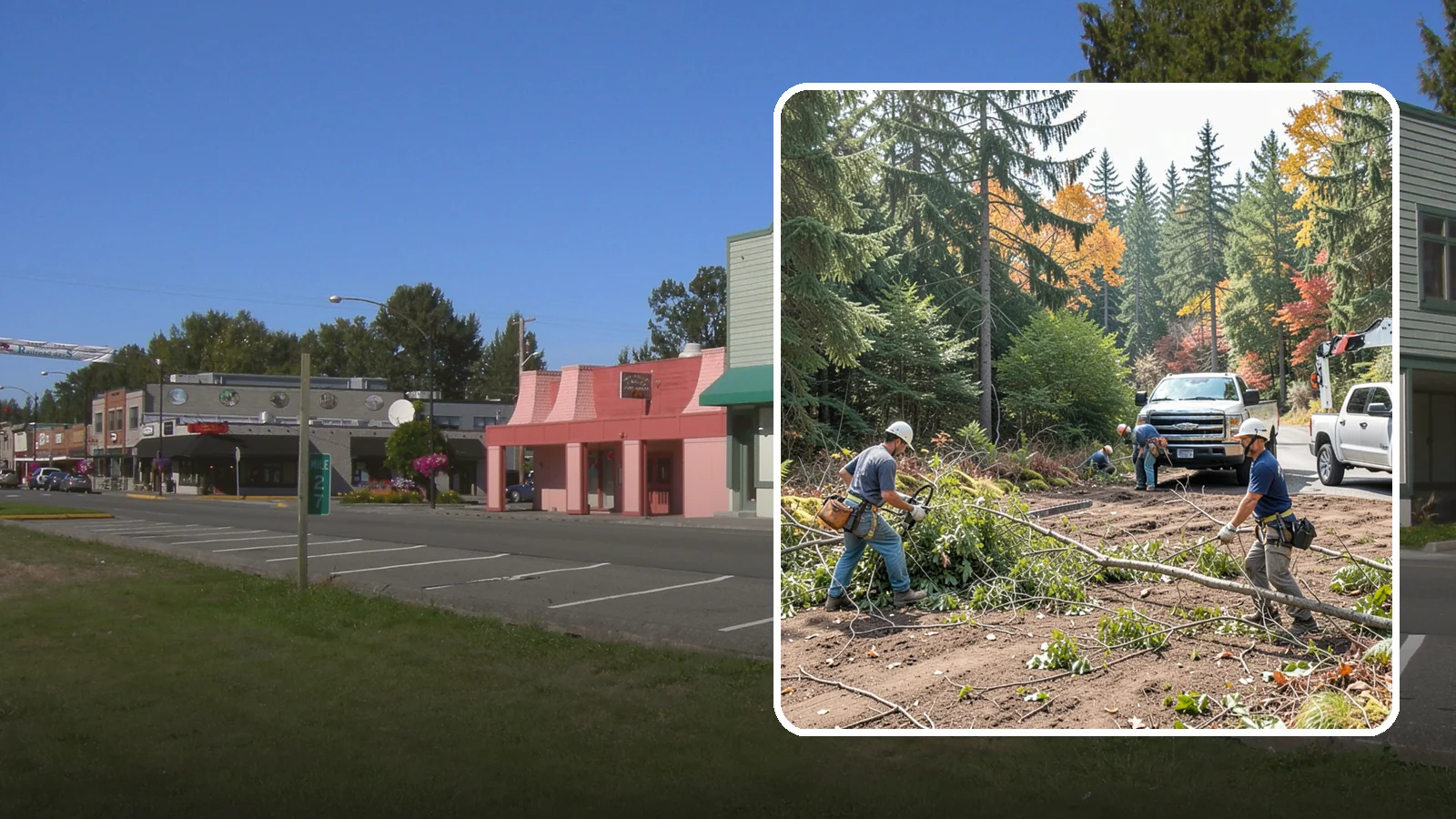Driveway clearance pruning in Snoqualmie, King County, WA - Pruning to provide vertical and side clearance over driveways.