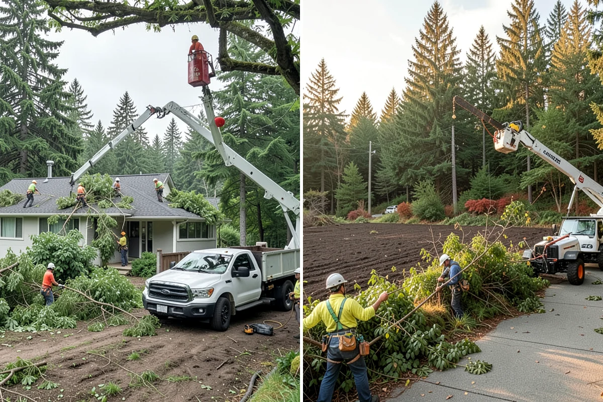 Driveway clearance pruning in Snoqualmie, King County, WA - Assess canopy condition and pruning objectives