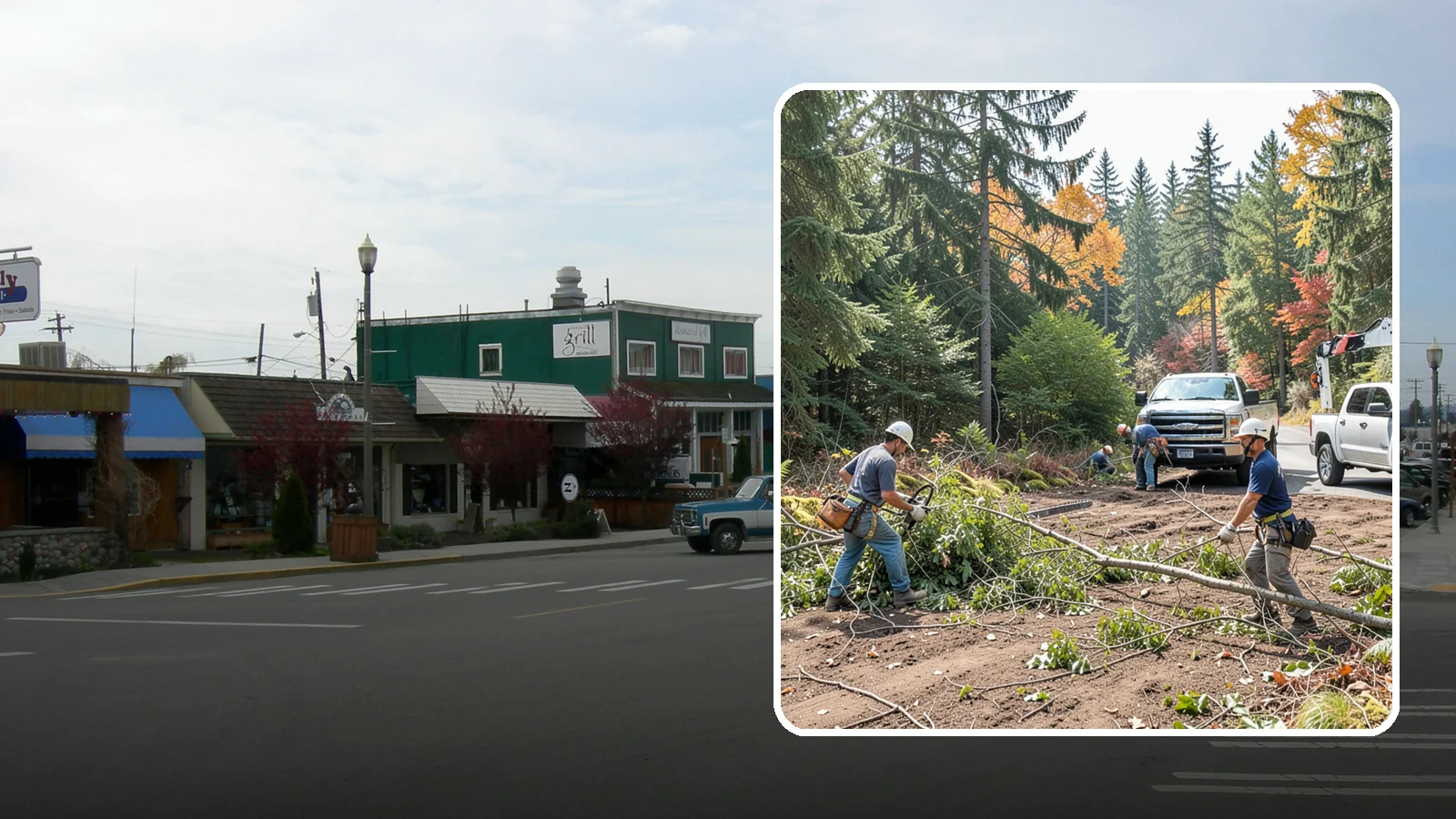 Driveway clearance pruning in Stanwood, Snohomish County, WA - Pruning to provide vertical and side clearance over driveways.