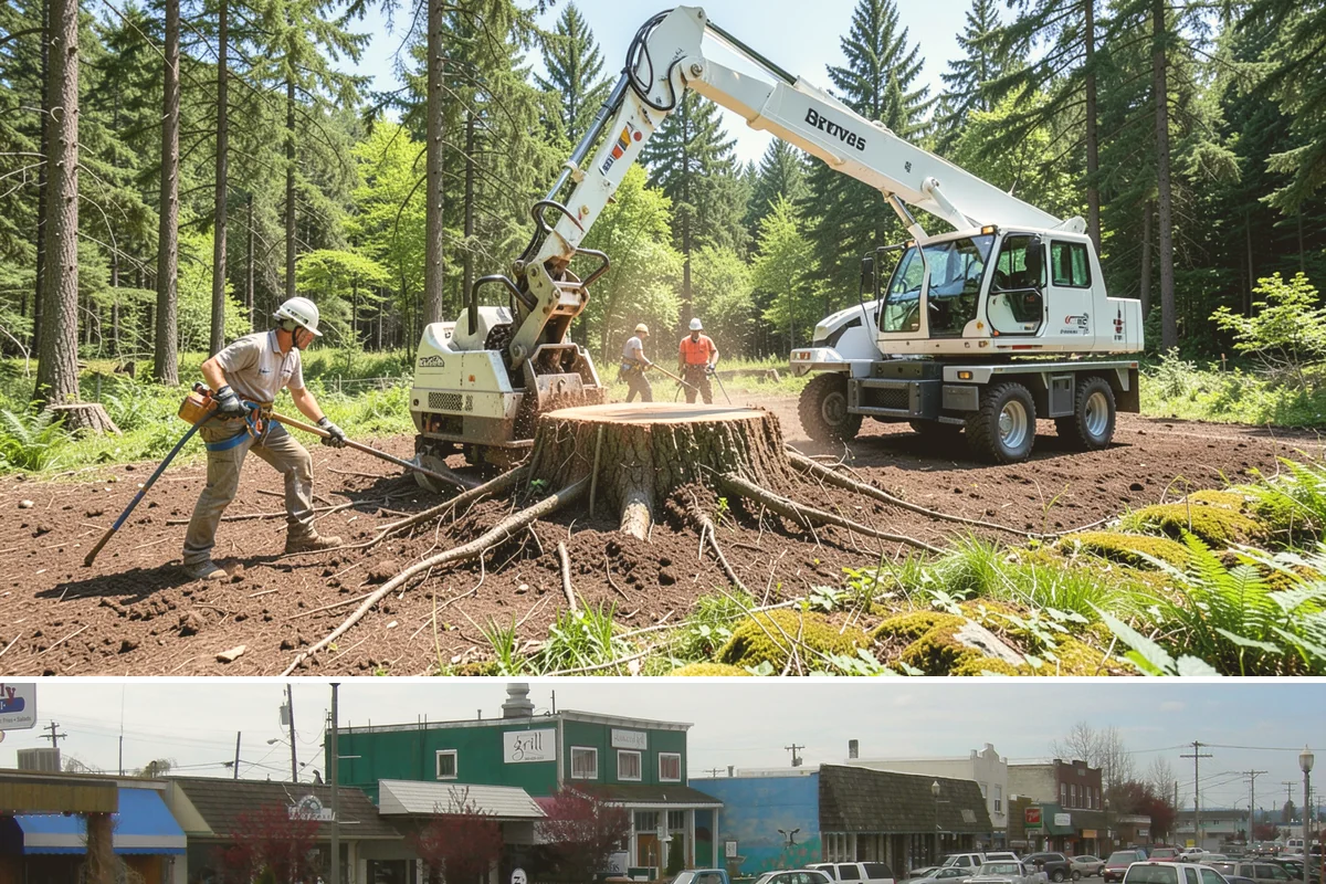 Driveway clearance pruning in Stanwood, Snohomish County, WA - Work follows recognized arboricultural standards matched to the specific season required for each tree species in the Puget Sound...
