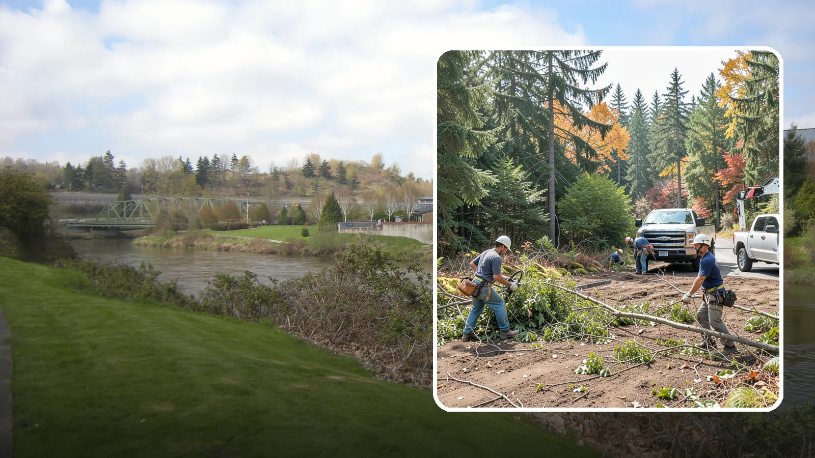 Driveway clearance pruning in Tukwila, King County, WA - Pruning to provide vertical and side clearance over driveways.