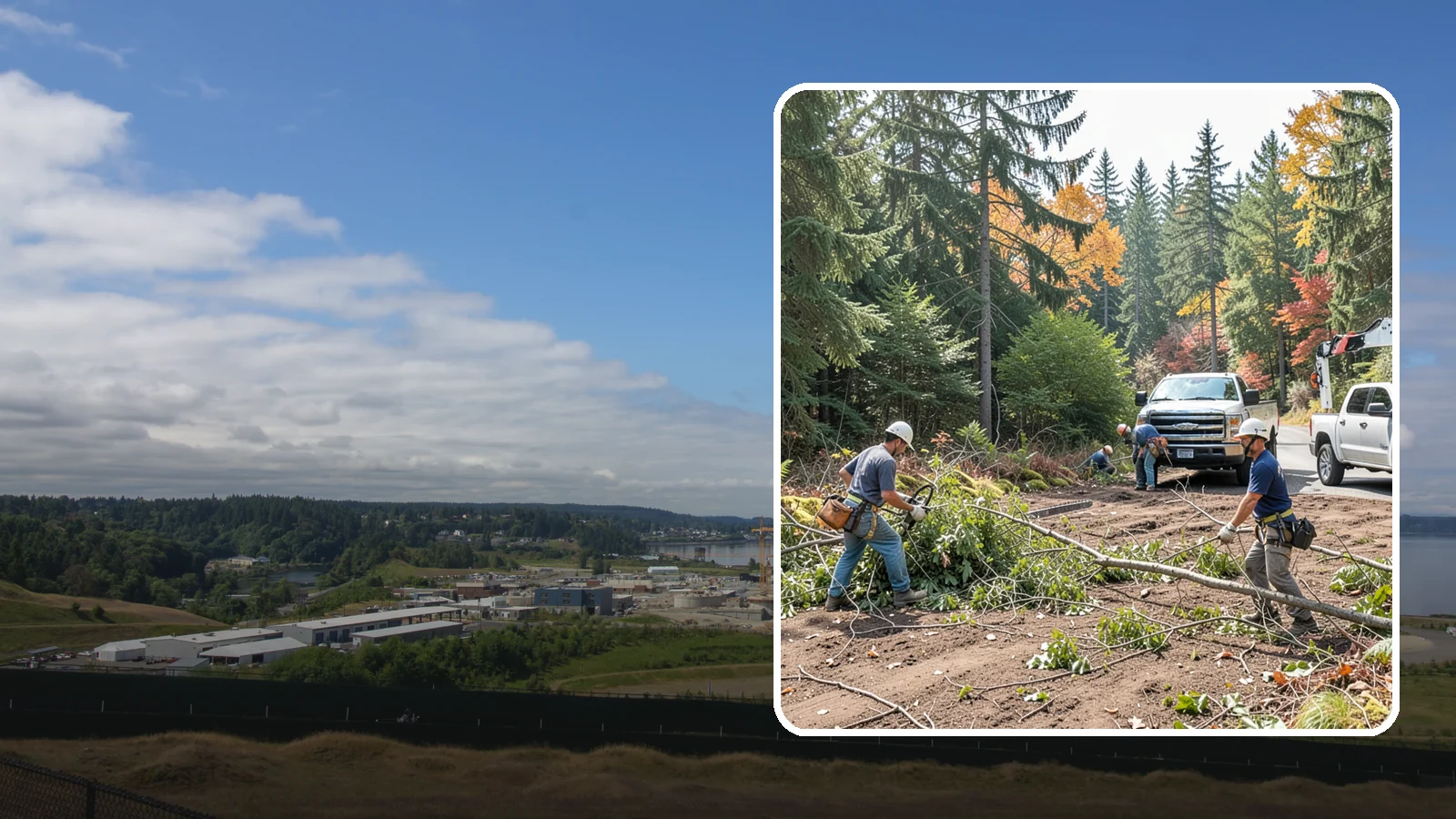 Driveway clearance pruning in University Place, Pierce County, WA - Pruning to provide vertical and side clearance over driveways.