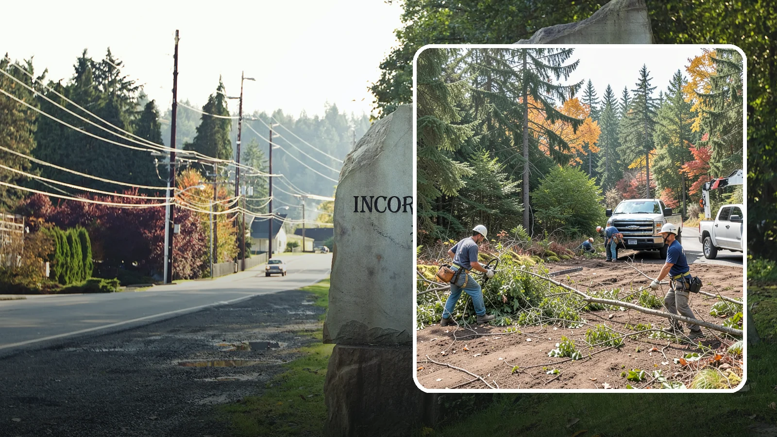 Driveway clearance pruning in Wilkeson, Pierce County, WA - Pruning to provide vertical and side clearance over driveways.