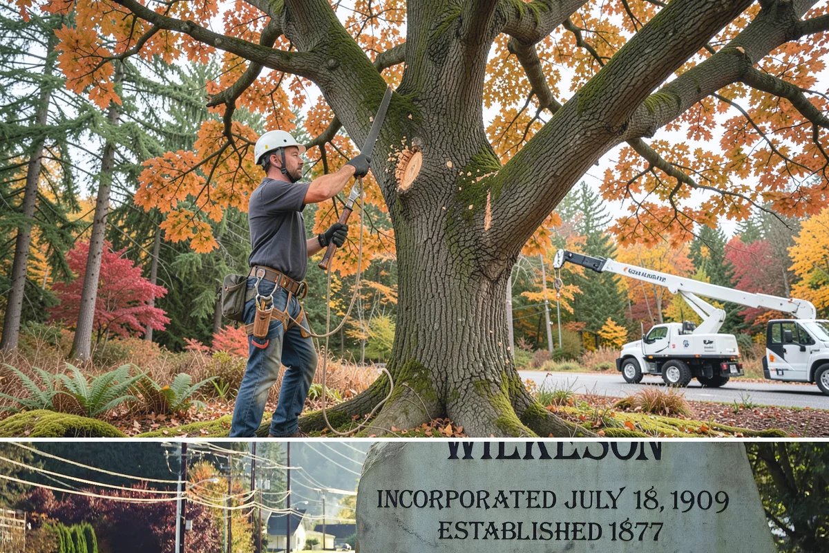 Driveway clearance pruning in Wilkeson, Pierce County, WA - Work follows recognized arboricultural standards matched to the specific season required for each tree species in the Puget Sound...