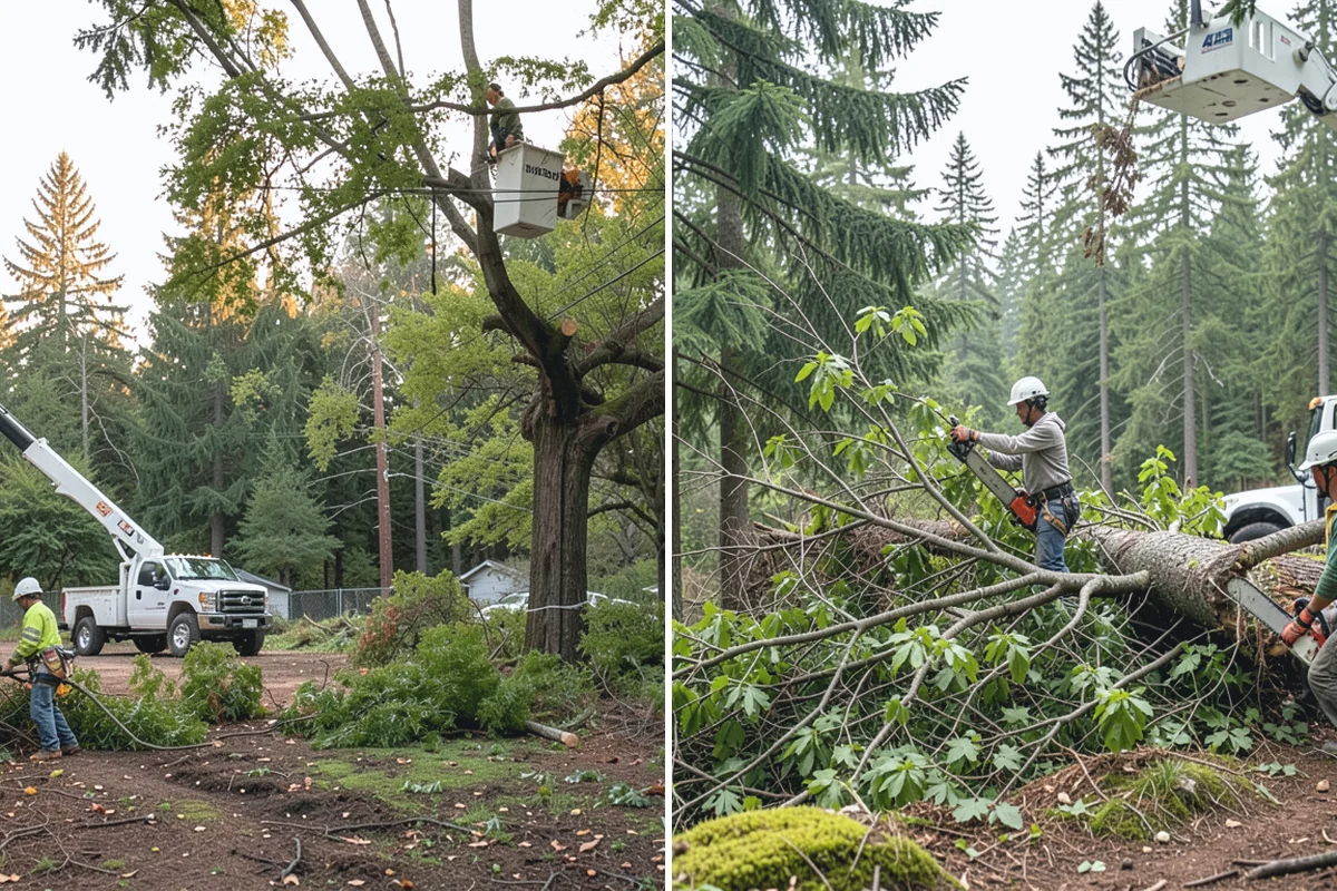 Driveway clearance pruning in Woodinville, King County, WA - Assess canopy condition and pruning objectives