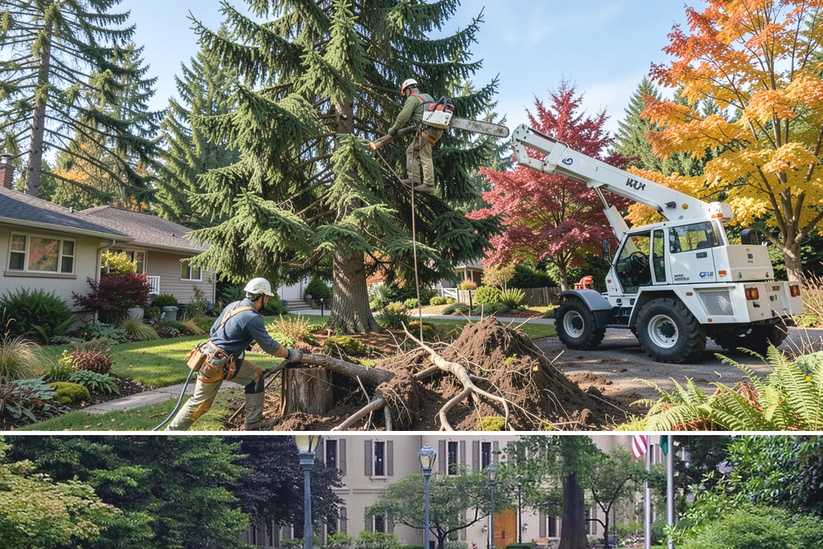 Driveway clearance pruning in Woodinville, King County, WA - Work follows recognized arboricultural standards matched to the specific season required for each tree species in the Puget Sound...
