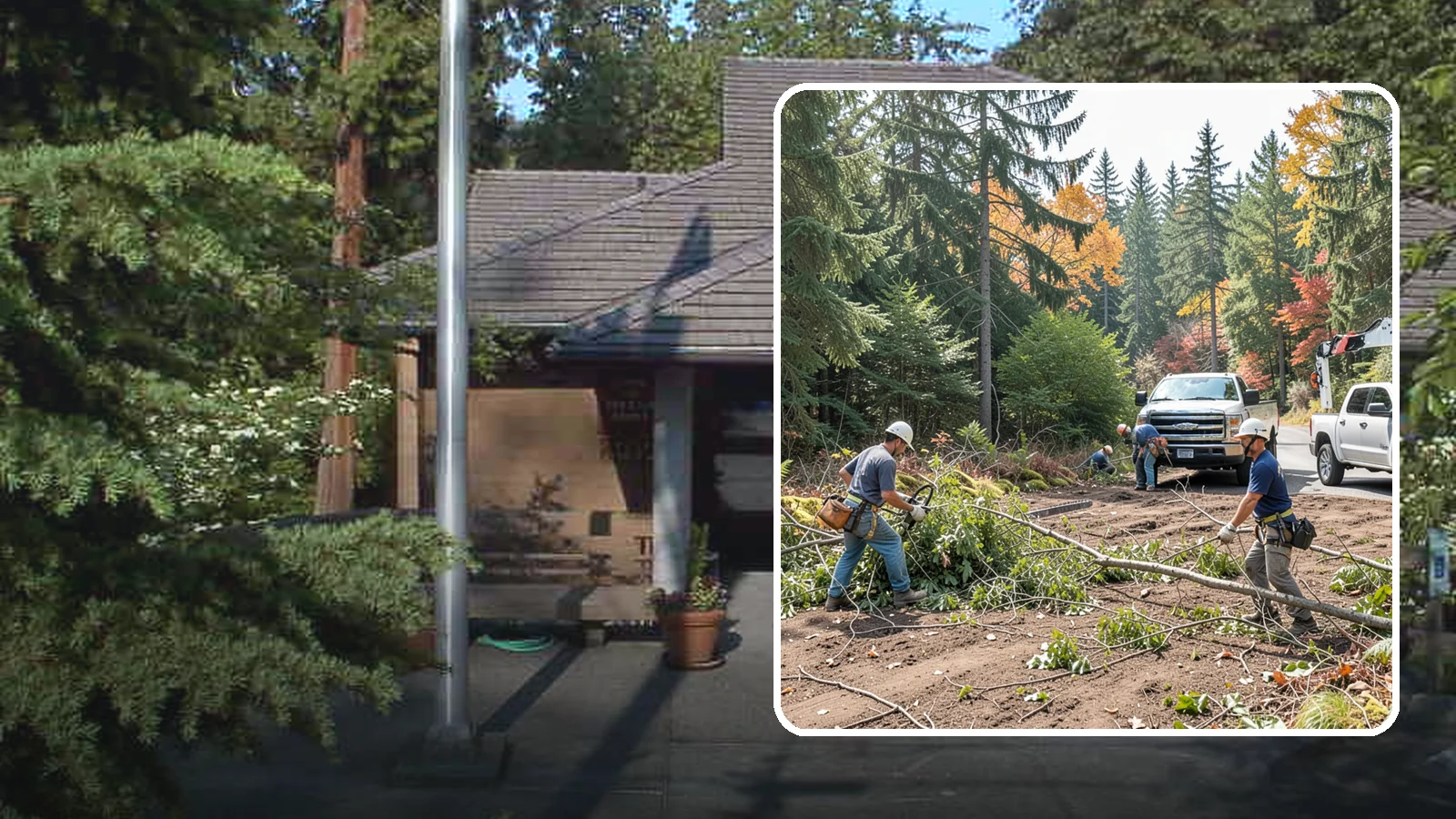 Driveway clearance pruning in Yarrow Point, King County, WA - Pruning to provide vertical and side clearance over driveways.