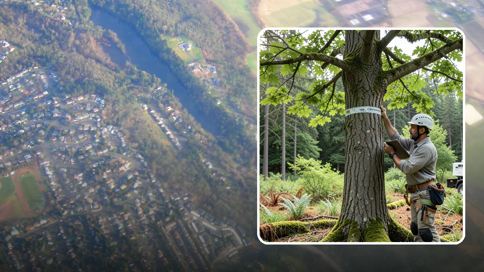 Drone tree inspections in Algona, King County, WA - The aerial inspection of trees using a drone.