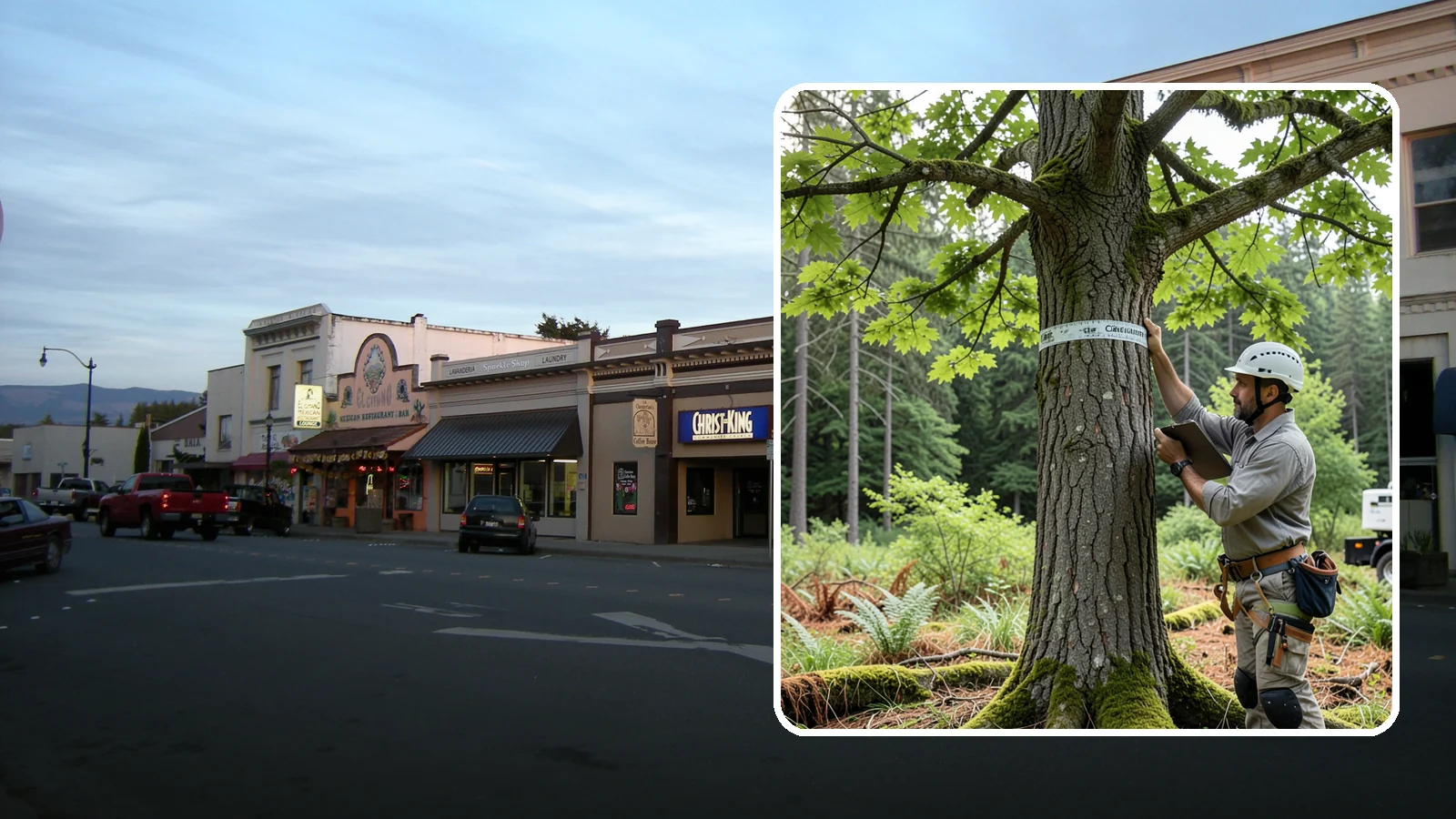 Drone tree inspections in Burlington, Skagit County, WA - The aerial inspection of trees using a drone.