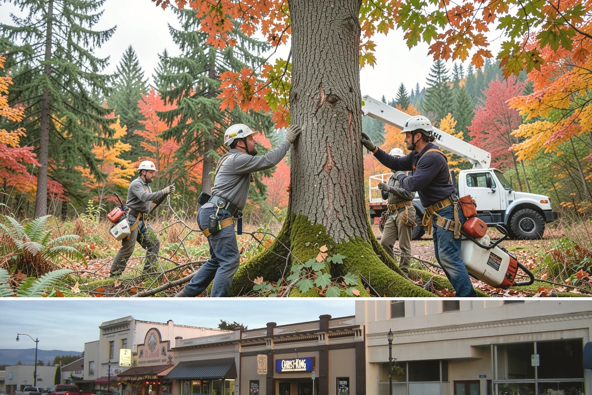 Drone tree inspections in Burlington, Skagit County, WA - Inspections are performed year-round but methods adapt to seasonal foliage changes that affect visibility of defects in Puget...