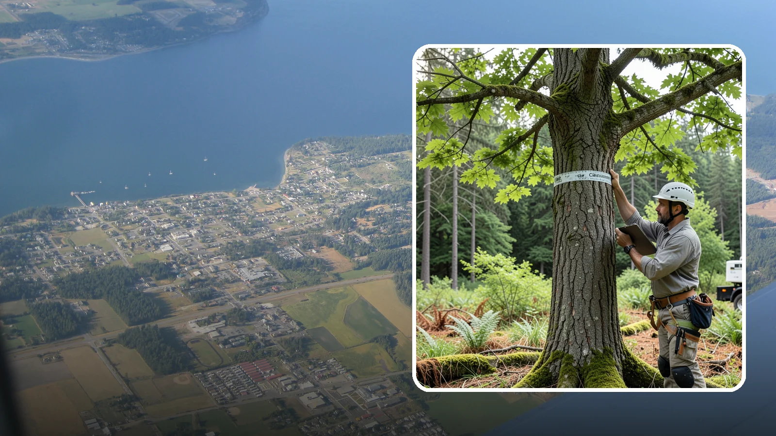 Drone tree inspections in Coupeville, Island County, WA - The aerial inspection of trees using a drone.