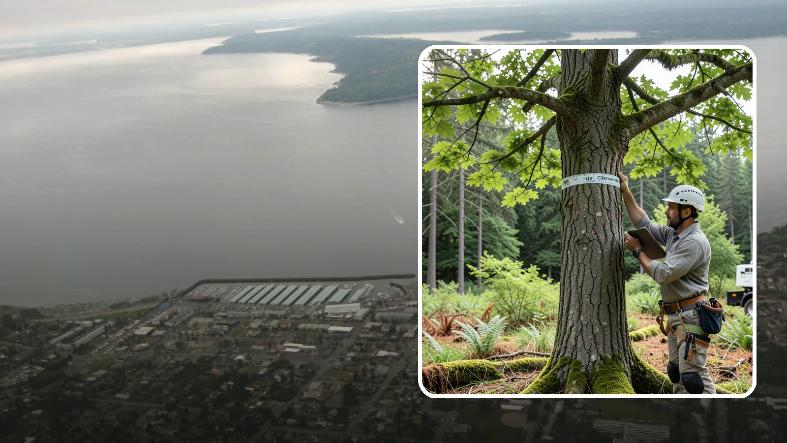 Drone tree inspections in Des Moines, King County, WA - The aerial inspection of trees using a drone.