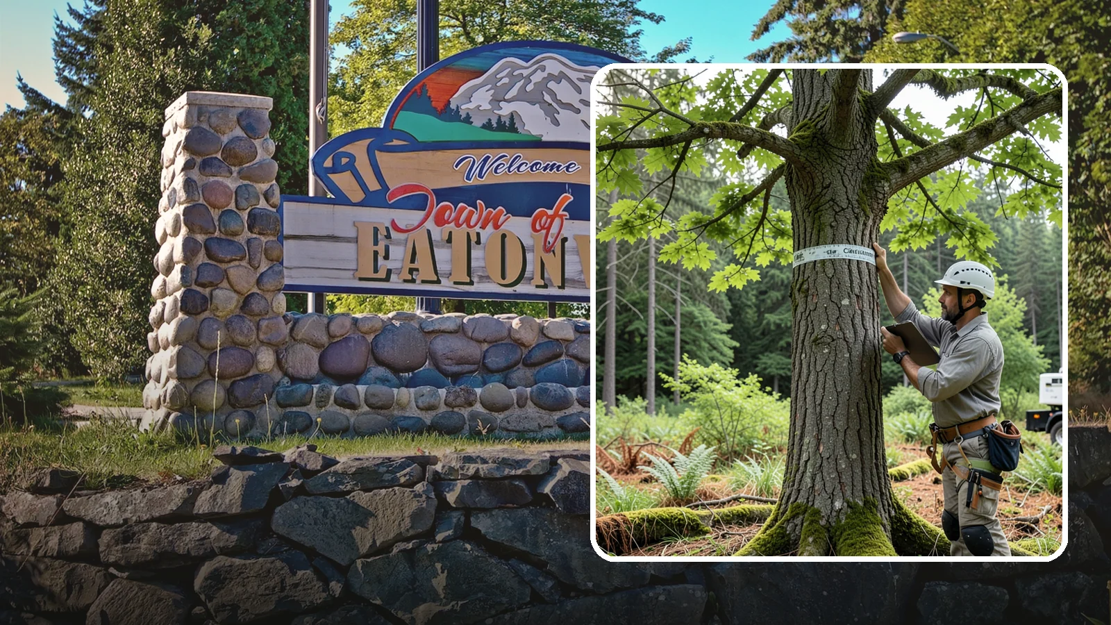 Drone tree inspections in Eatonville, Pierce County, WA - The aerial inspection of trees using a drone.