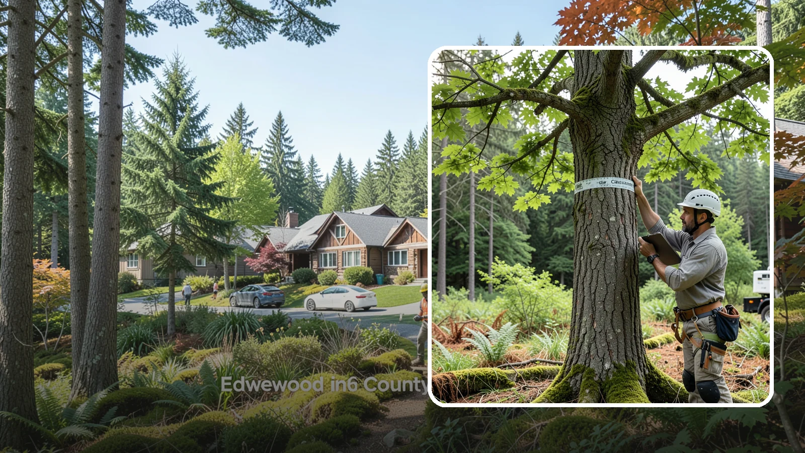 Drone tree inspections in Edgewood, Pierce County, WA - The aerial inspection of trees using a drone.
