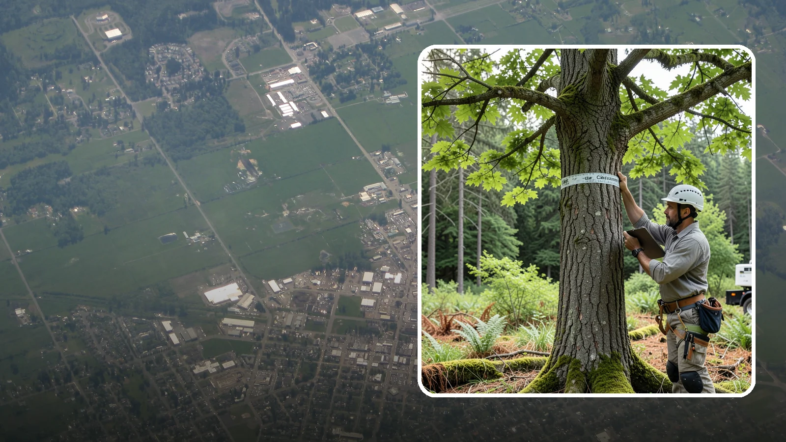 Drone tree inspections in Enumclaw, King County, WA - The aerial inspection of trees using a drone.