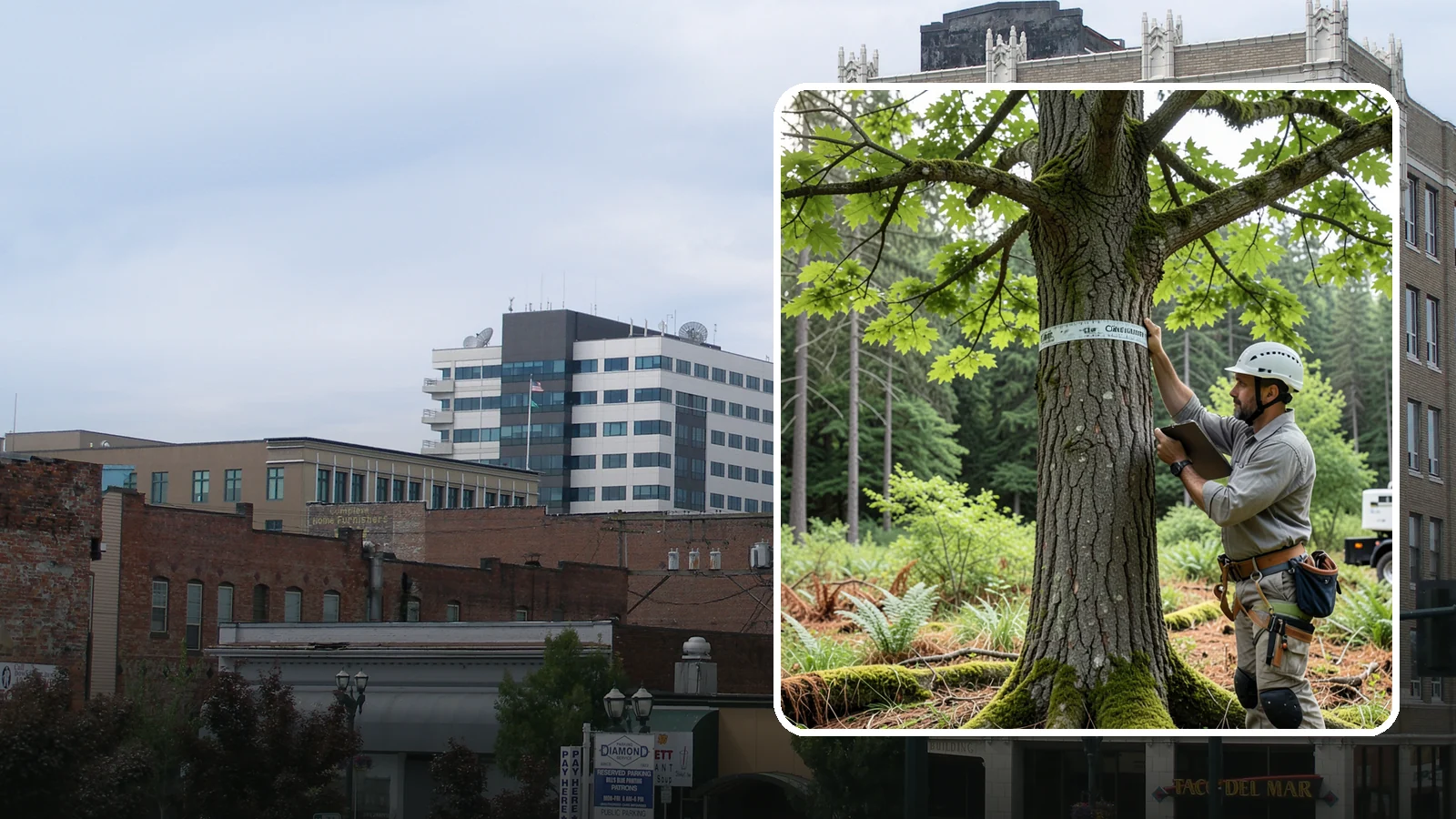 Drone tree inspections in Everett, Snohomish County, WA - The aerial inspection of trees using a drone.