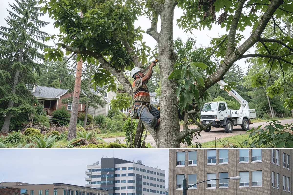 Drone tree inspections in Everett, Snohomish County, WA - Inspections are performed year-round but methods adapt to seasonal foliage changes that affect visibility of defects in Puget...