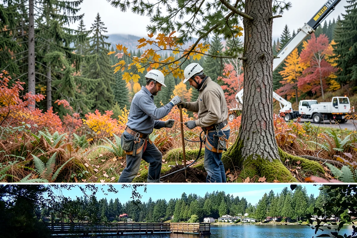 Drone tree inspections in Federal Way, King County, WA - Inspections are performed year-round but methods adapt to seasonal foliage changes that affect visibility of defects in Puget...