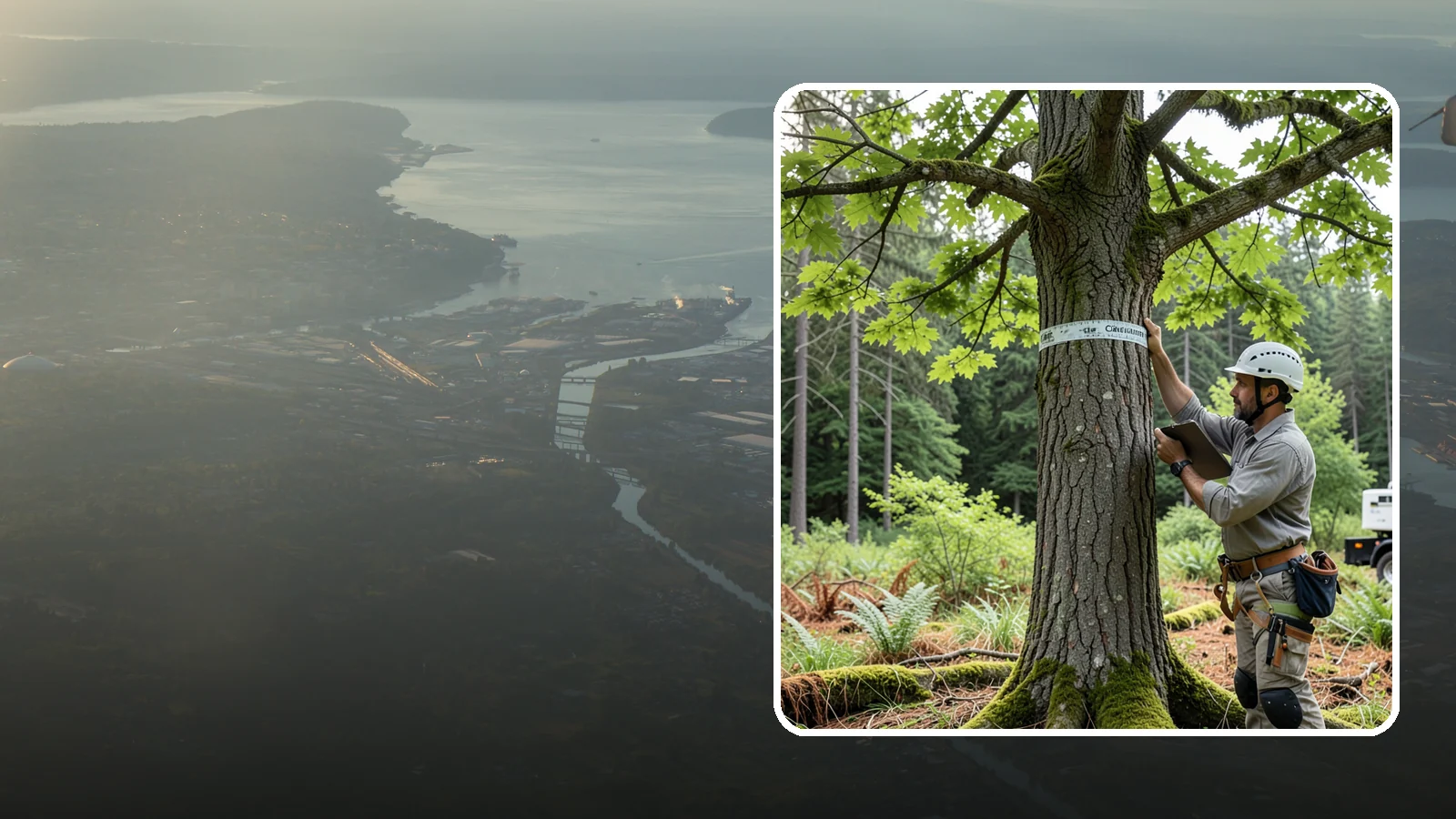 Drone tree inspections in Fife, Pierce County, WA - The aerial inspection of trees using a drone.