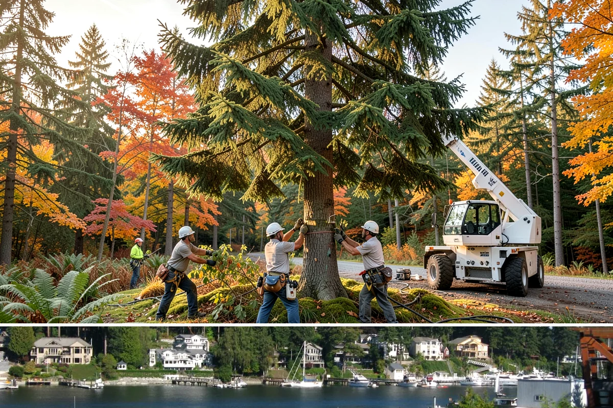 Drone tree inspections in Gig Harbor, Pierce County, WA - Inspections are performed year-round but methods adapt to seasonal foliage changes that affect visibility of defects in Puget...