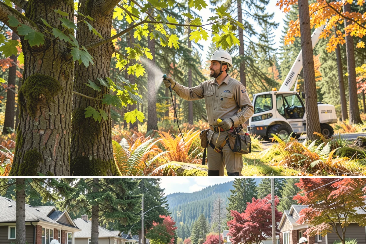 Drone tree inspections in Hunts Point, King County, WA - Inspections are performed year-round but methods adapt to seasonal foliage changes that affect visibility of defects in Puget...