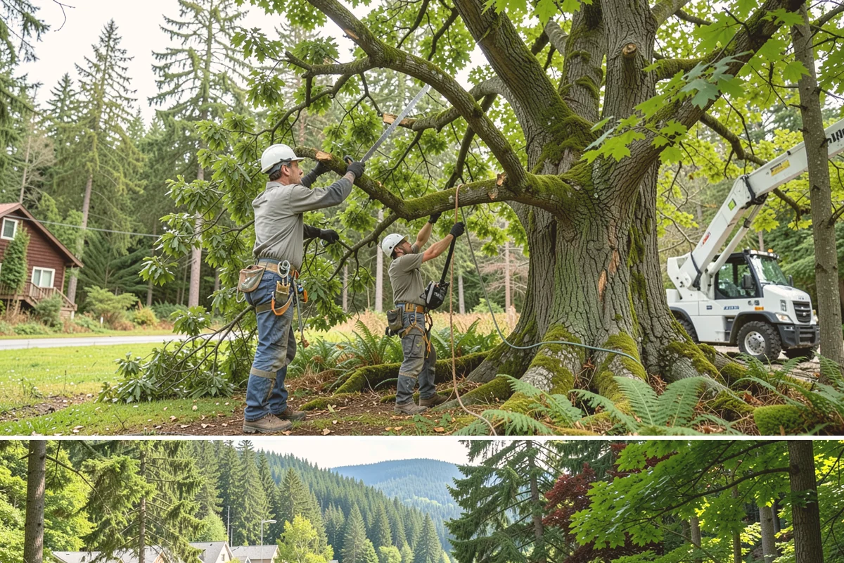 Drone tree inspections in Lake Forest Park, King County, WA - Inspections are performed year-round but methods adapt to seasonal foliage changes that affect visibility of defects in Puget...
