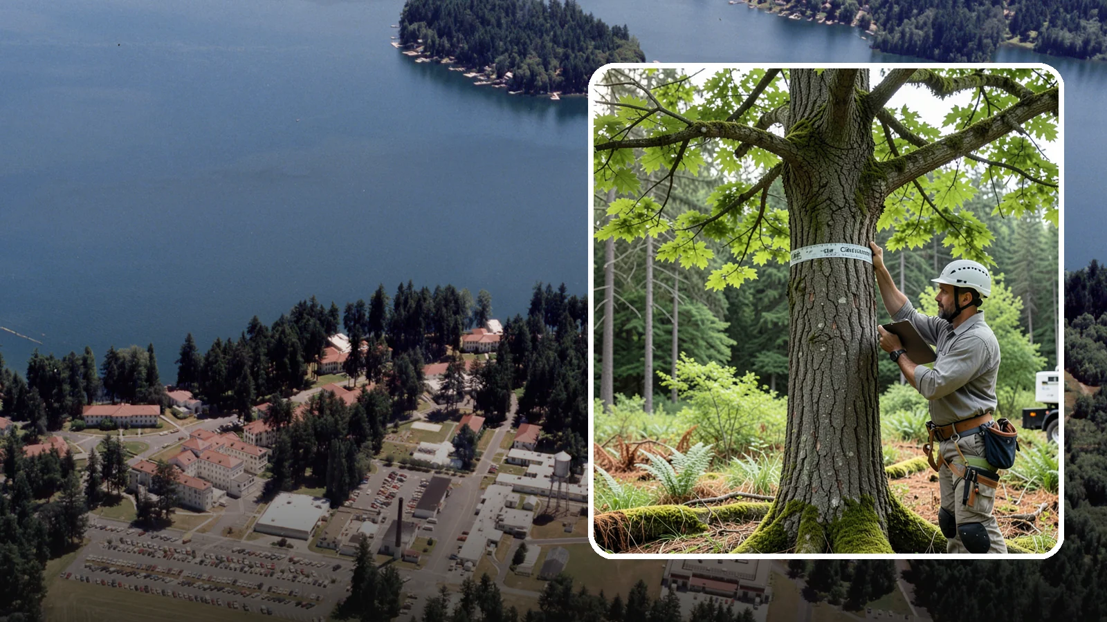 Drone tree inspections in Lakewood, Pierce County, WA - The aerial inspection of trees using a drone.