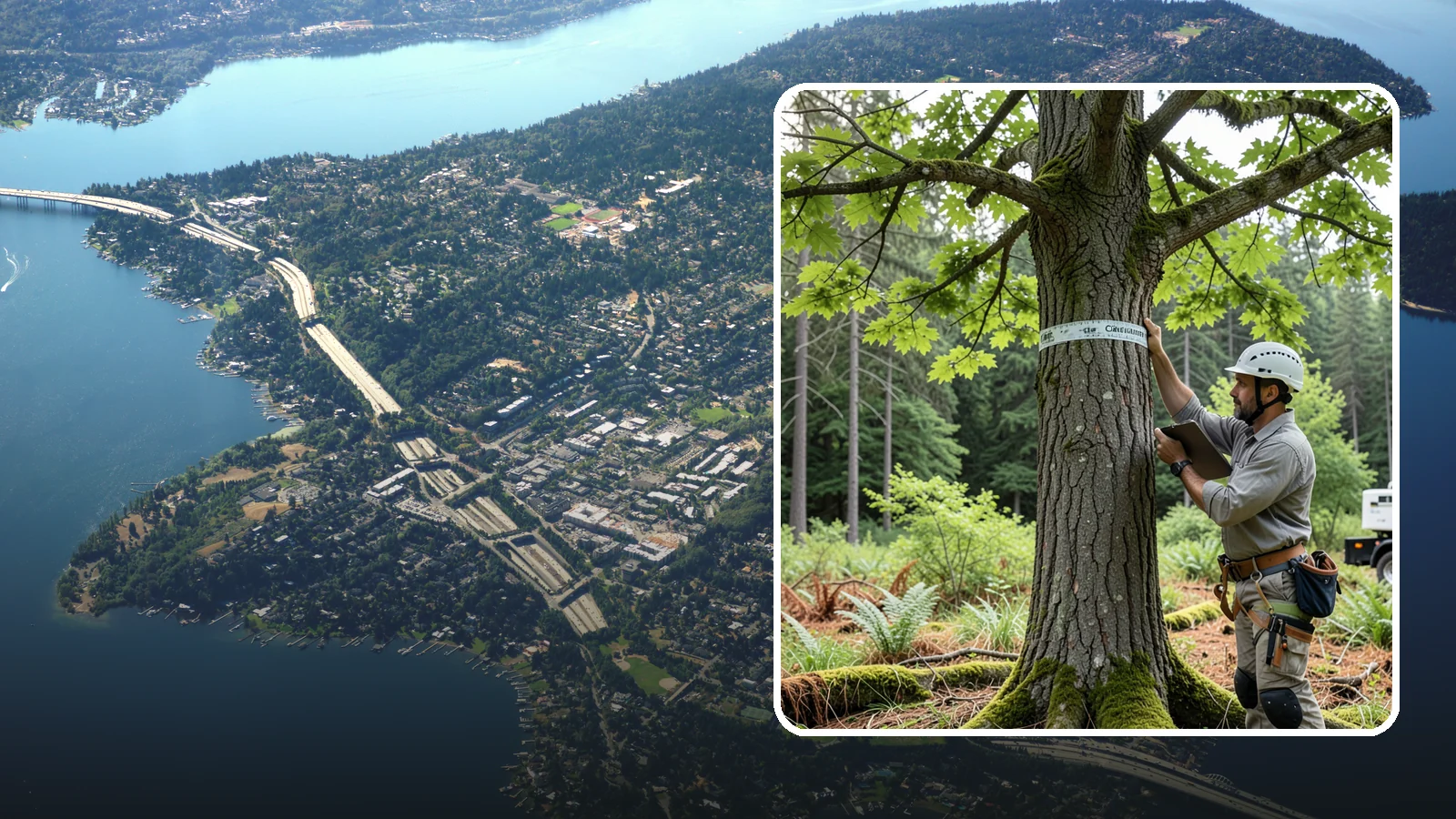 Drone tree inspections in Mercer Island, King County, WA - The aerial inspection of trees using a drone.